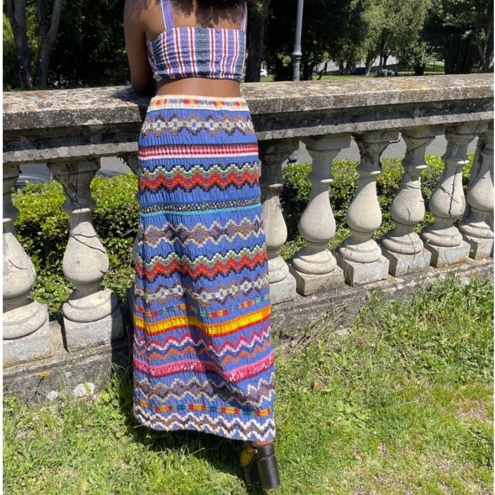 Vintage 70s 1970s Adelaar Embroidered Crochet Embellished Maxi Skirt Size Small - Picture 2 of 6